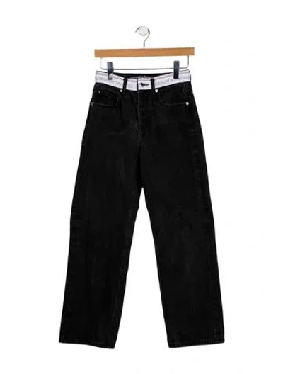 Pre-owned Alexander Wang High-rise Wide Leg Jeans In Black