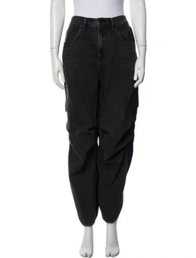 Pre-owned Alexander Wang High-rise Wide Leg Jeans In Black