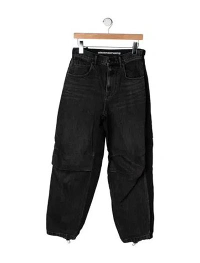 Pre-owned Alexander Wang High-rise Wide Leg Jeans In Black