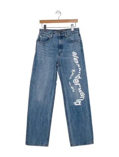 Pre-owned Alexander Wang High-rise Wide Leg Jeans In Blue
