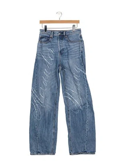 Pre-owned Alexander Wang High-rise Wide Leg Jeans In Blue
