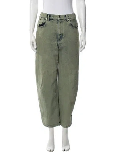 Pre-owned Alexander Wang High-rise Wide Leg Jeans In Green
