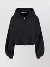 Alexander Wang Hooded Cropped Knitwear Long Sleeves In Black