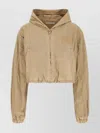 Alexander Wang Hooded Cropped Polyester Blend Jacket In Brown