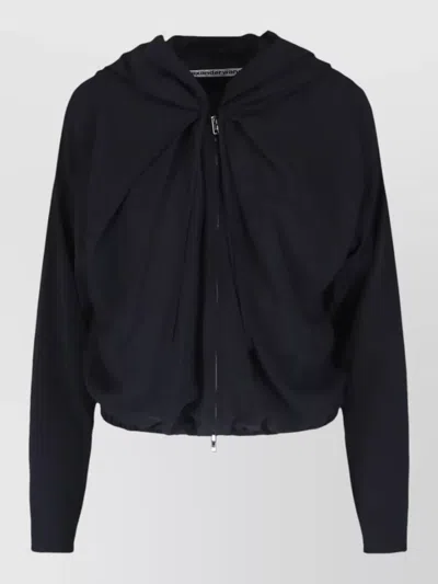 Alexander Wang Hooded Cropped Sweatshirt Long Sleeve Design In Black