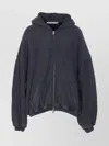 Alexander Wang Hooded Knitwear Zip-up Sweater In Black