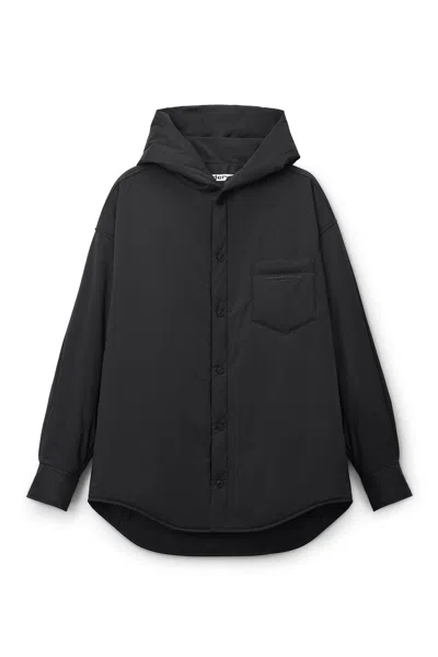 Alexander Wang Hooded Lightweight Puffer Shirt In Black