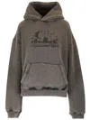 Alexander Wang Felpa In Cotone Con Cappuccio E Stampa In Grey