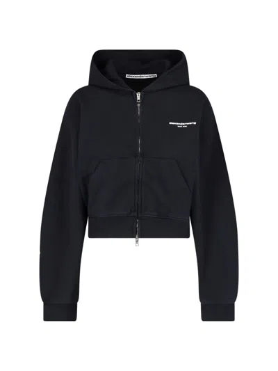 Alexander Wang Hooded Sweatshirt Logo In Black