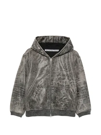 Alexander Wang Hooded Zip-up Jacket In Gray