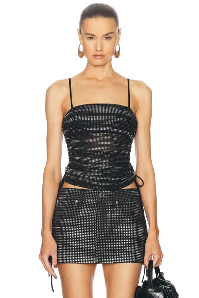 Alexander Wang Black Crystal Hotfix Ruched Camisole