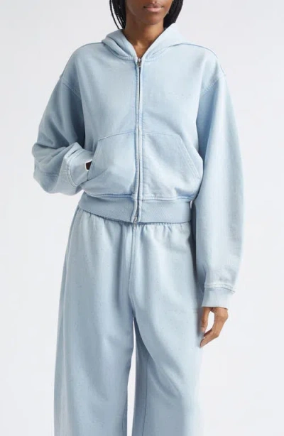 Alexander Wang Hotfix Cotton Zip Hoodie In Blue