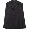 Alexander Wang Hotfix Crystal Button-up Shirt In Washed Charcoal