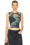Alexander Wang Hotfix Crystal Cropped Tank Top In Black & Clear