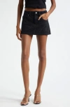 Alexander Wang Hotfix Crystal Denim Miniskirt In 011 Washed Black
