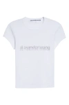 Alexander Wang Hotfix Crystal Logo Baby Tee In White