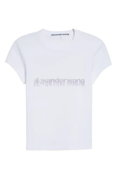 Alexander Wang Hotfix Crystal Logo Baby Tee In White
