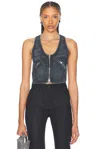 Alexander Wang Hotfix Crystal Moto Vest In Black Crackle Indigo