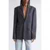 Alexander Wang Hotfix Crystal Oversize Blazer In Gray