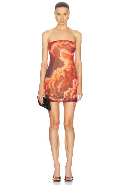 Alexander Wang Hotfix Crystal Strapless Mini Dress In Red