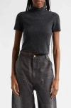 Alexander Wang Hotfix Crystal Wool Blend Sweater In Charcoal