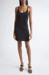 Alexander Wang Hotfix Crystal Wool Tank Minidress In Black