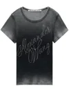 Alexander Wang Rhinestone Logo T-shirt In Grau