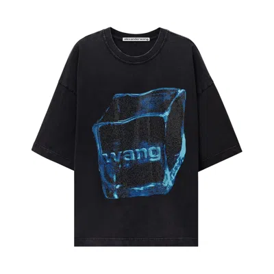 Pre-owned Alexander Wang Hotfix Graphic Short-sleeve Tee 'washed Black' | Men's Size M