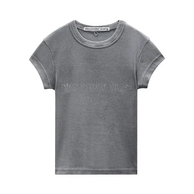 Pre-owned Alexander Wang Hotfix Graphic Tee 'grey' | Women's Size L In Gray