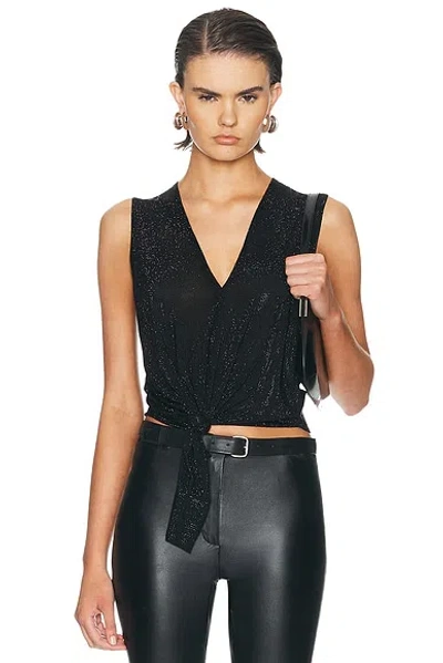 Alexander Wang Hotfix Knotted Deep V-neck Tank Top In Black