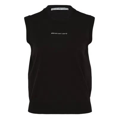 Alexander Wang Hotfix Logo Tank Top In Black