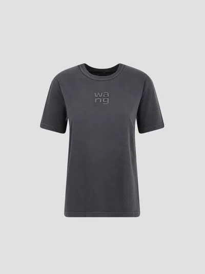 Alexander Wang Hotfix Logo Tee In Gray