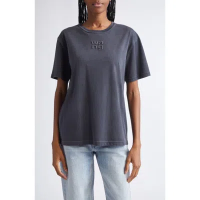 Alexander Wang Hotfix Logo Washed T-shirt In Black