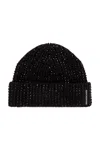 Alexander Wang Rib Beanie With Allover Hotfix Crystal Accessories In Black