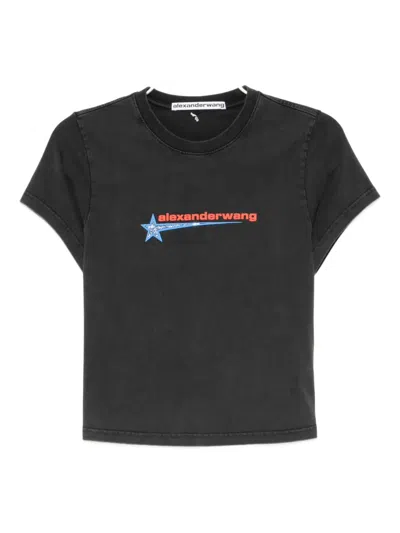 Alexander Wang Hotfix Star T-shirt In Gray