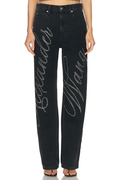 Alexander Wang Hotfix Straight Leg In Grey Aged