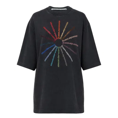 Alexander Wang Hotfix Sunburst Logo Short Sleeve Tee In Multi