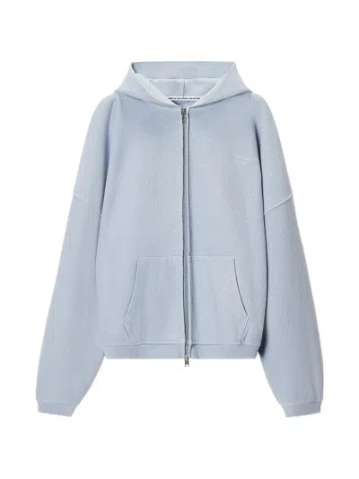 Alexander Wang Hotfix-embellished Zip-up Hoodie In Blue