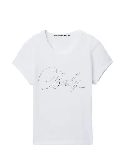 Alexander Wang Hotfix-graphic Fitted T-shirt In White