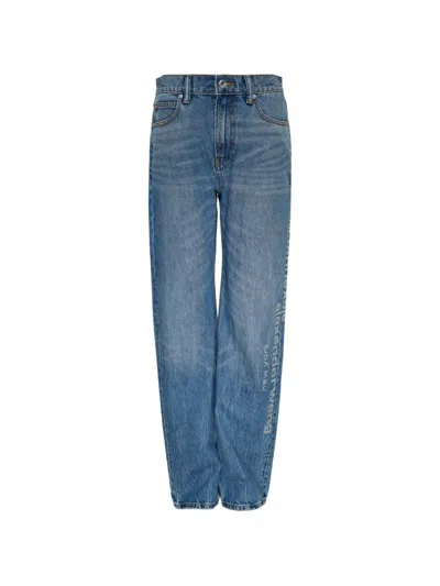 Alexander Wang Hotfix-logo Jeans In Blue