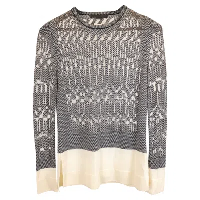 Pre-owned Alexander Wang Houndstooth Mesh Trim Sweater In Grey Wool