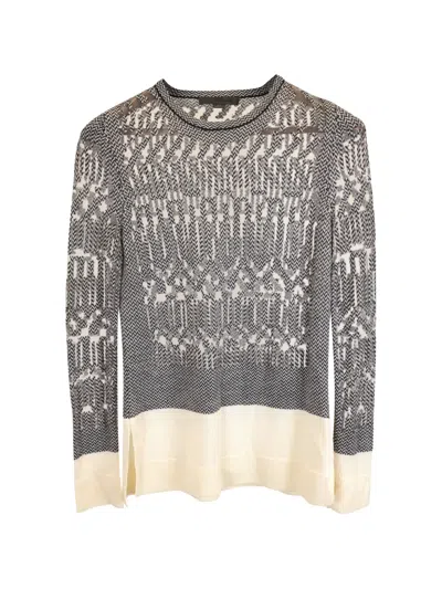 Pre-owned Alexander Wang Houndstooth Mesh-trim Sweater In Grey
