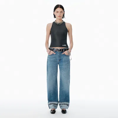 Alexander Wang Indigo Logo-embroidered Mid-rise Jeans