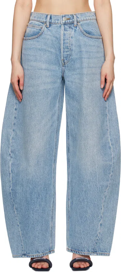 Alexander Wang Indigo Oversized Rounded Mid-rise Jeans In Blue