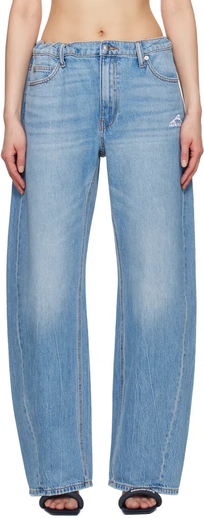 Alexander Wang Indigo Regen 5-pocket Denim Track Jeans In Vintage Light Indigo