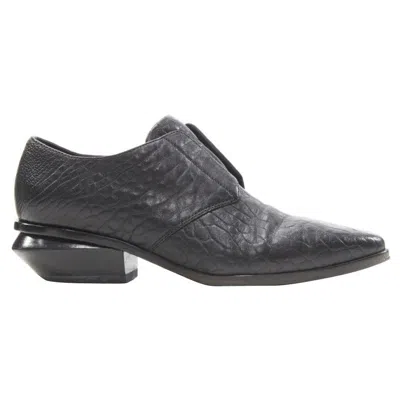 Pre-owned Alexander Wang Ines Oxford Black Leather Laceless Brogue Eu37