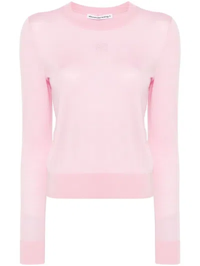 Alexander Wang Logo-embossed Wool Jumper In Rosa
