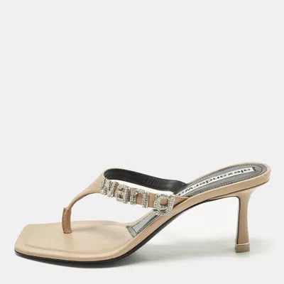 Pre-owned Alexander Wang Ivy 65 Size 37 Beige Leather Thong Sandals