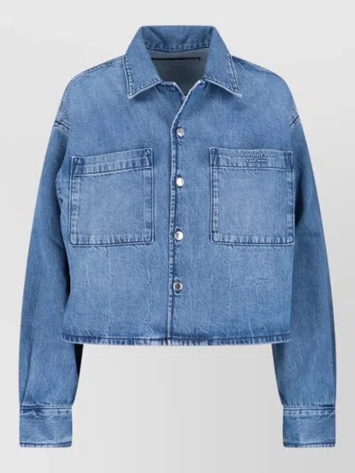 Alexander Wang Jacket Collared Neck Long Sleeves Chest Pockets In Blue