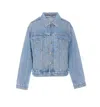Alexander Wang Women Embossed Logo Trucker Denim Jacket In Blue